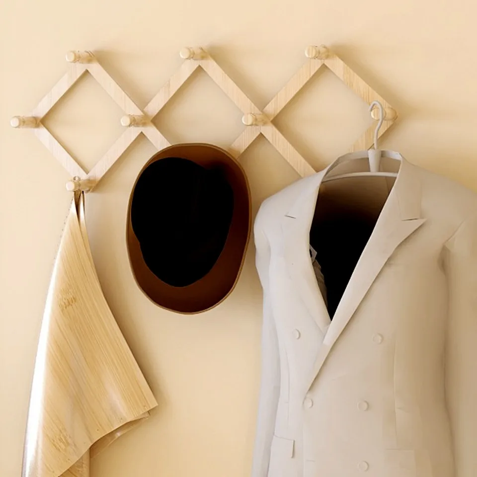 High quality product smart wall hanging coat hanger size 350x100x70mm made of bamboo/pine/acacia wood 100% from Vietnam