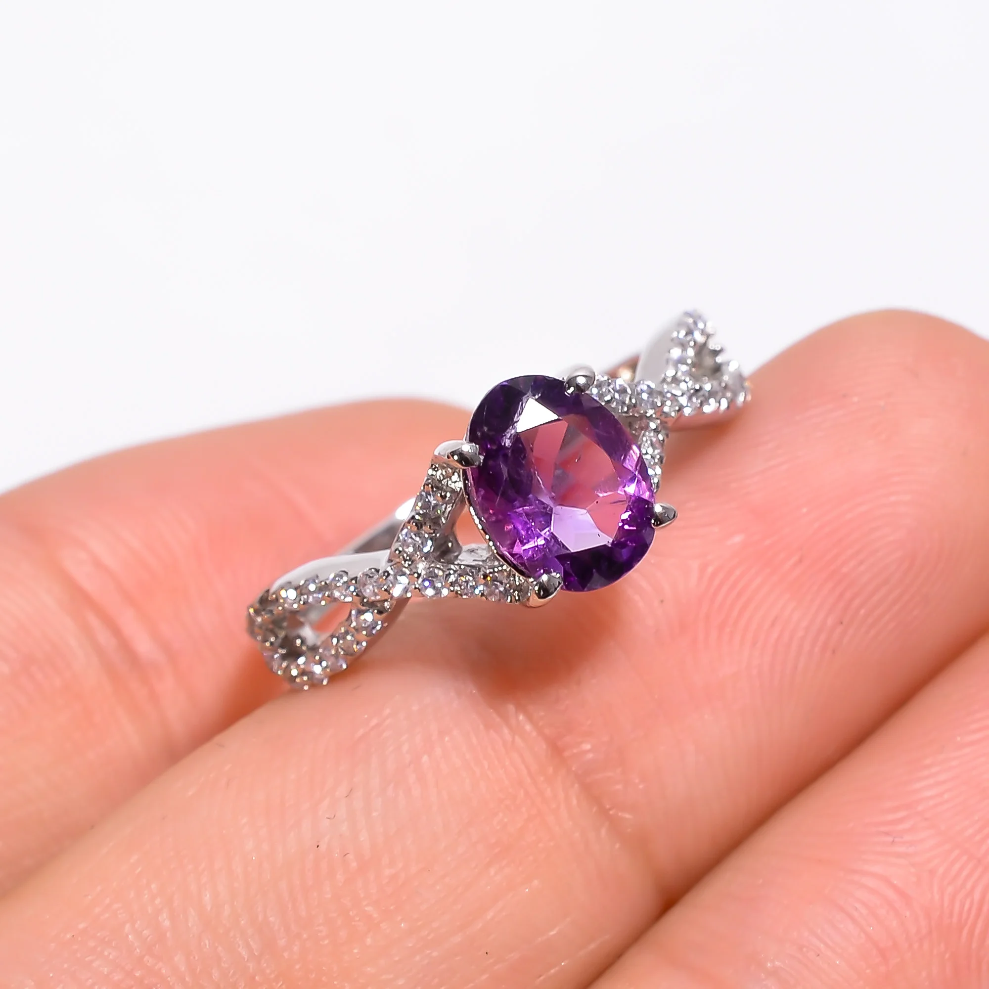 Кольца из натурального Луна с несколькими аметистами цитрином свадебные ювелирные украшения для женщин модные кольца 925 стерлингового серебра