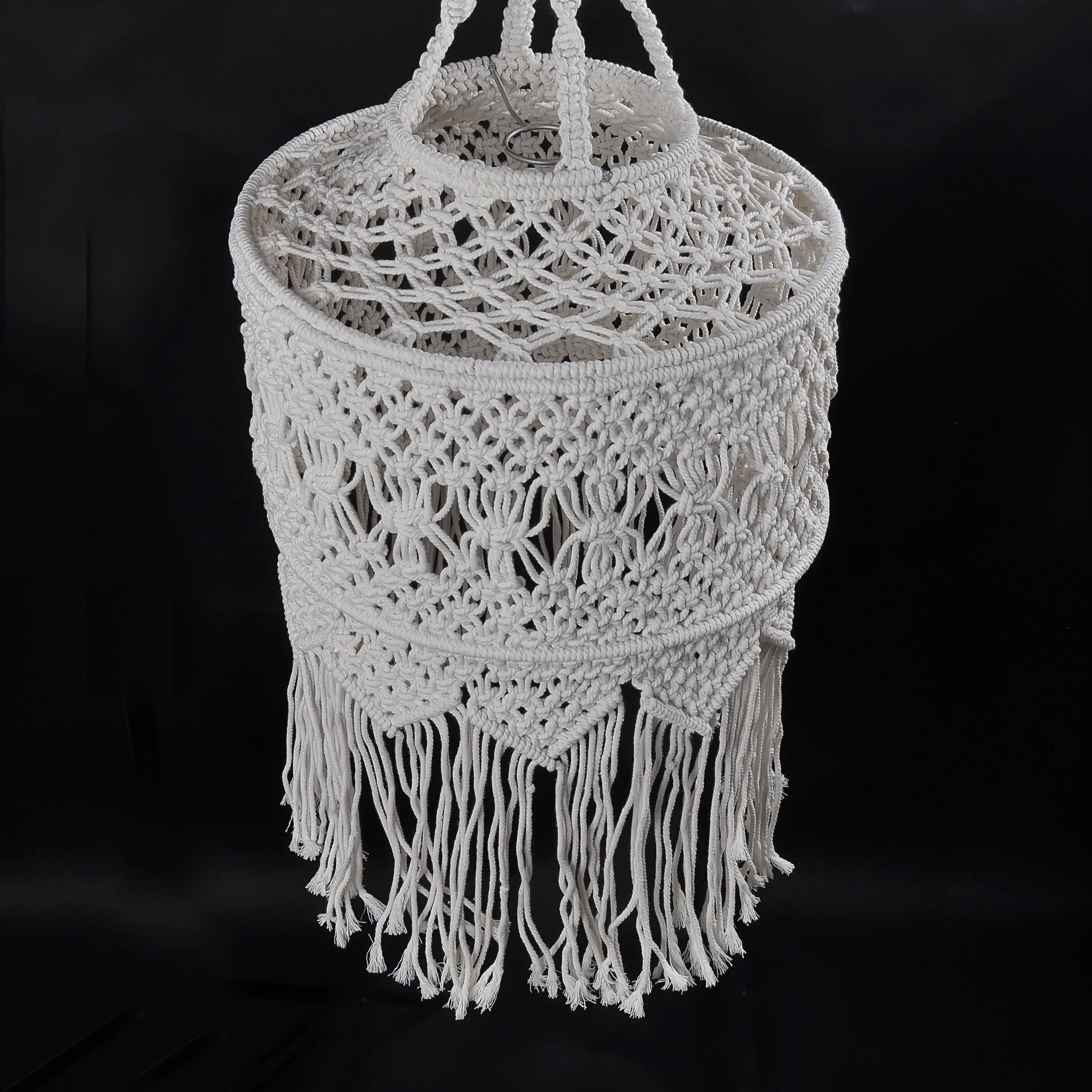 Hand Woven Macrame Lamp Shade Hanging , Macrame Rope For Home Decoration