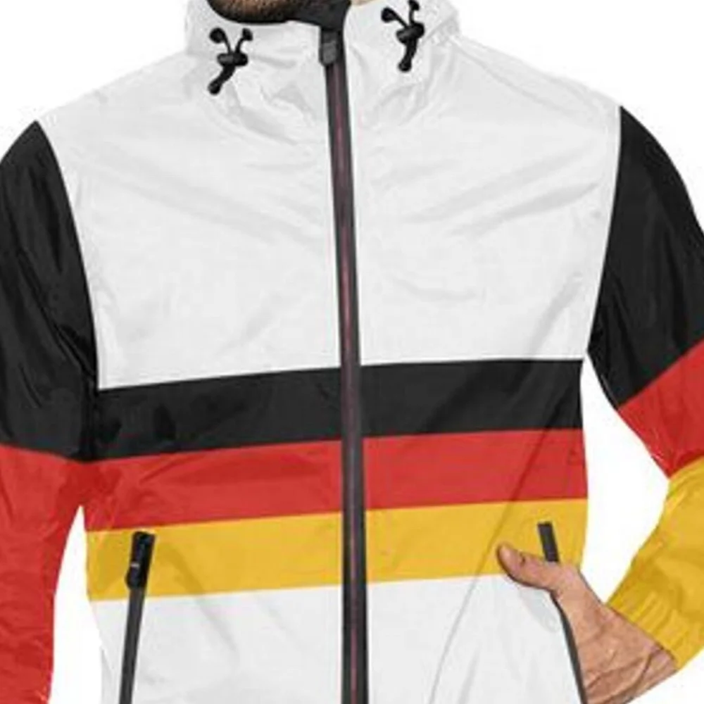 Custom windbreaker high visibility men/German Flag Color Block Stripes All Over Print Windbreaker for Unisex