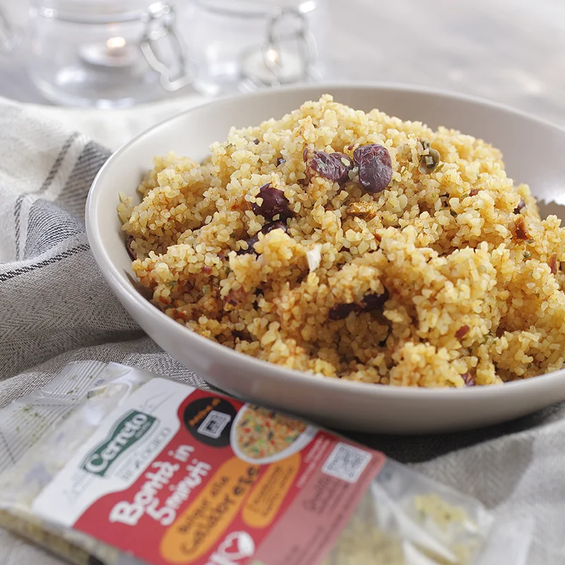 Italian High Quality Organic meal Bulgur with Spicy Fagioli Rossi - Beans  ready in 5 minutes in microwave 100g