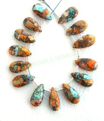 Oyster copper turquoise pear shape stone high quality stones top drilled gemstone cabochon gemstones loose pendant jewelry gems