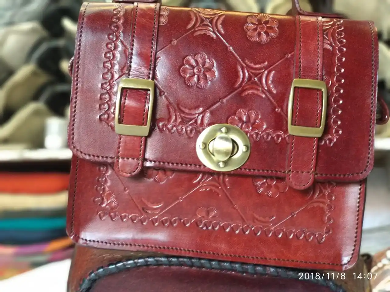 Fashion vintage style handmade leather slings bags crossbody bags with stone work designer handmade ladies bags