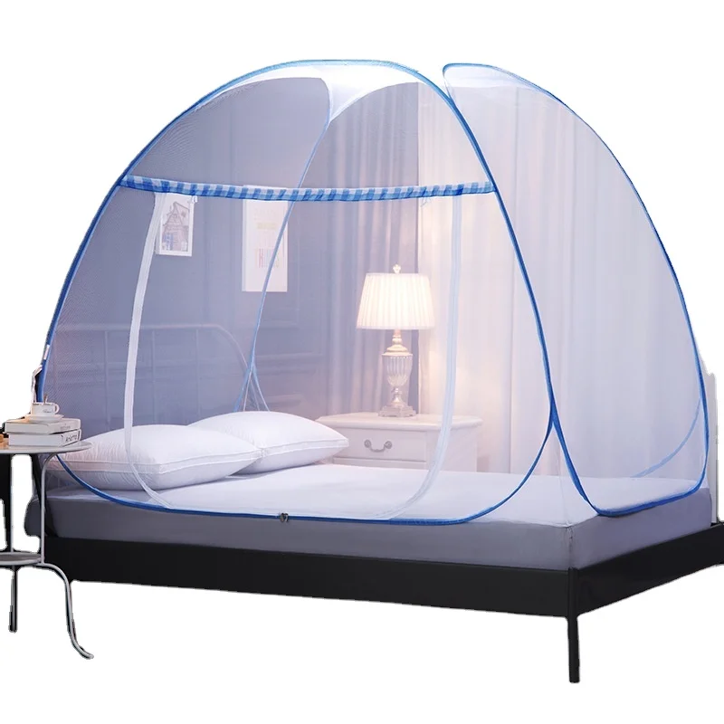 
Blue Free Installation Umbrella Polyester Mosquito Net Tent for Bed 