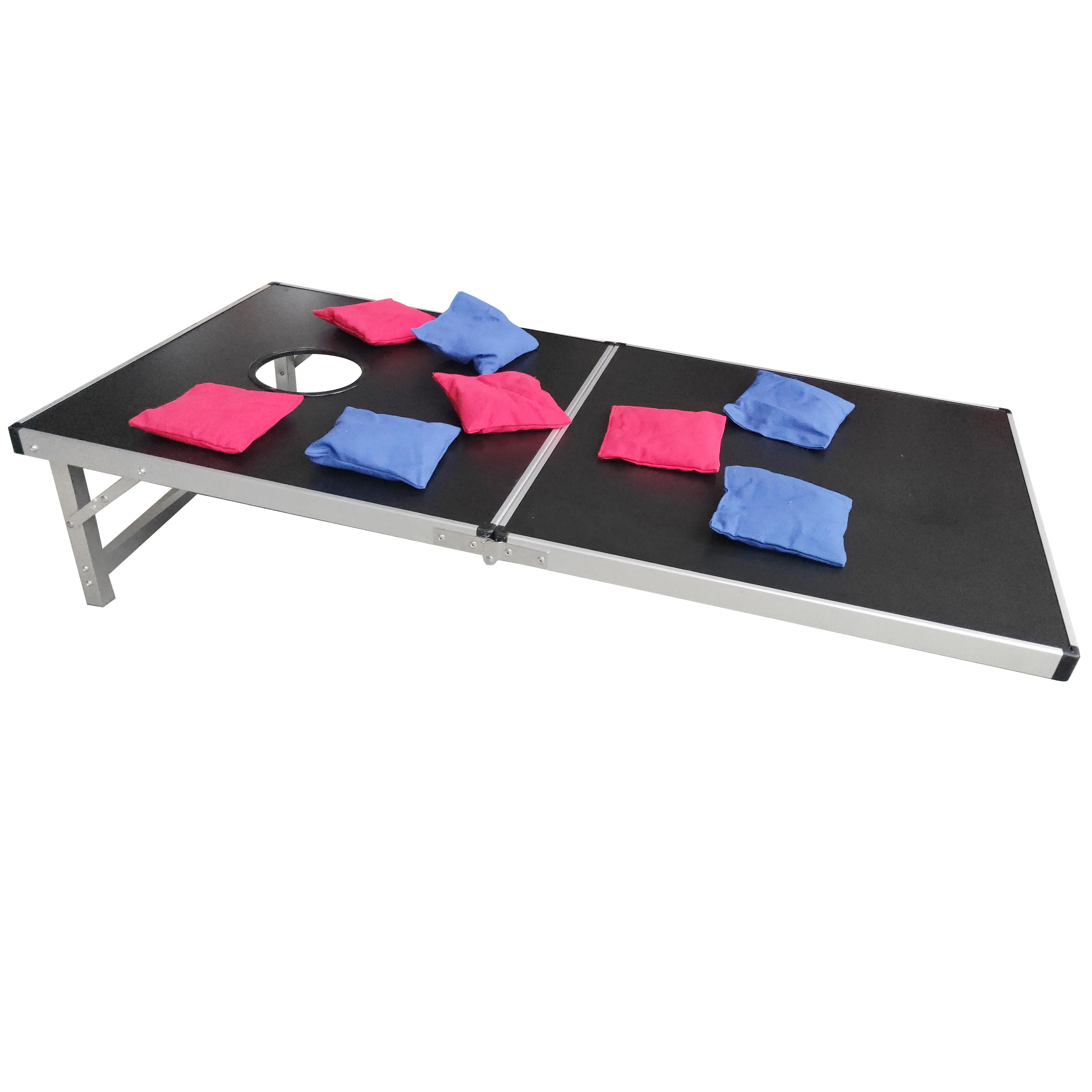 Portable 4x 2Aluminum Foldable Bean Bag Toss Cornhole Game Set Regulation Size Cornhole Boards & 8 Bags Set