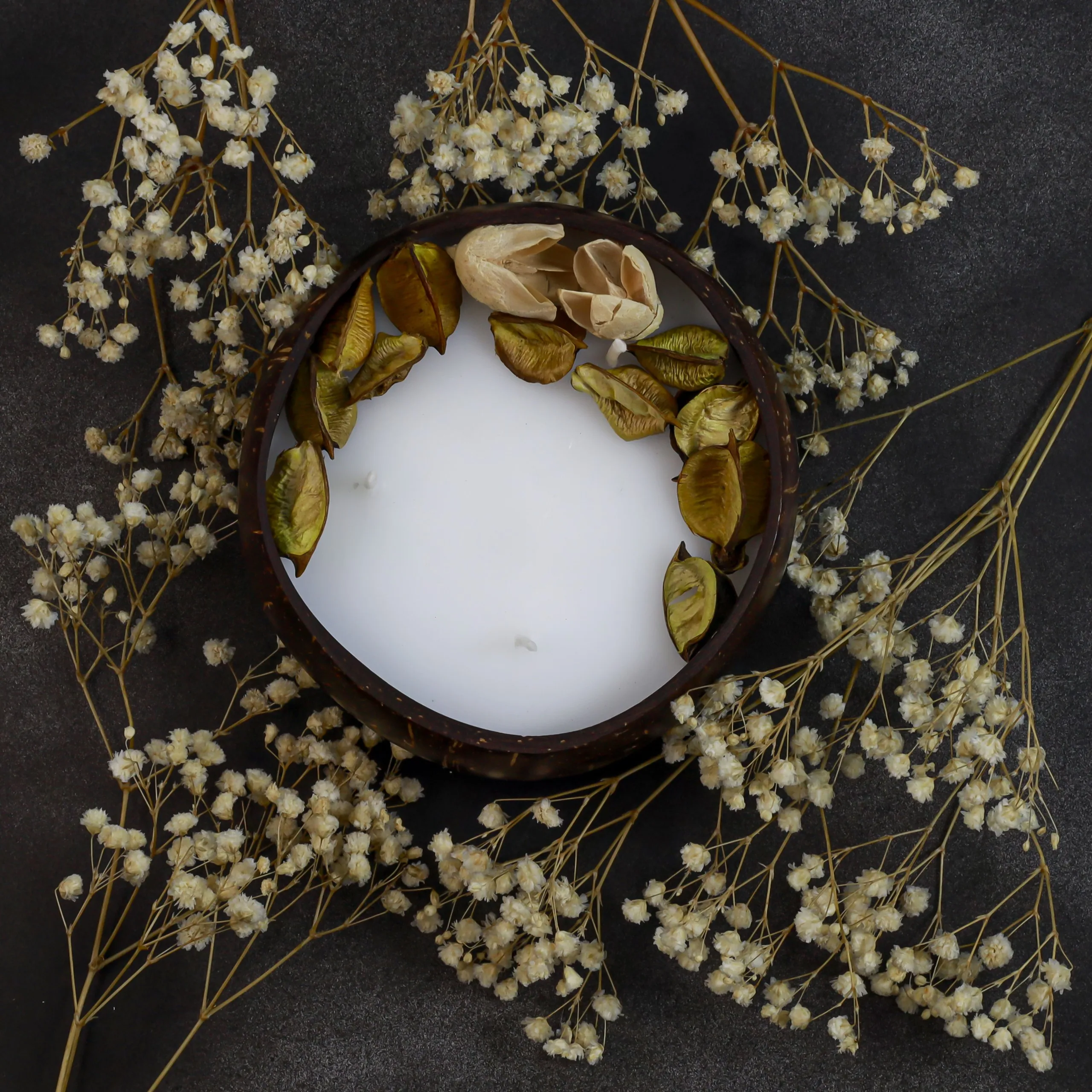 Оптовая продажа свечей из соевого воска ароматические свечи без запаха в миске кокосовой скорлупы