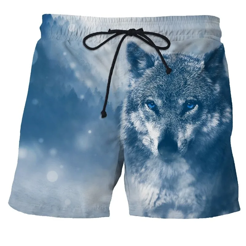 Man beach shorts animal wolf 3d printed pants high quality swim shorts men starry sky gym surf board swimsuit