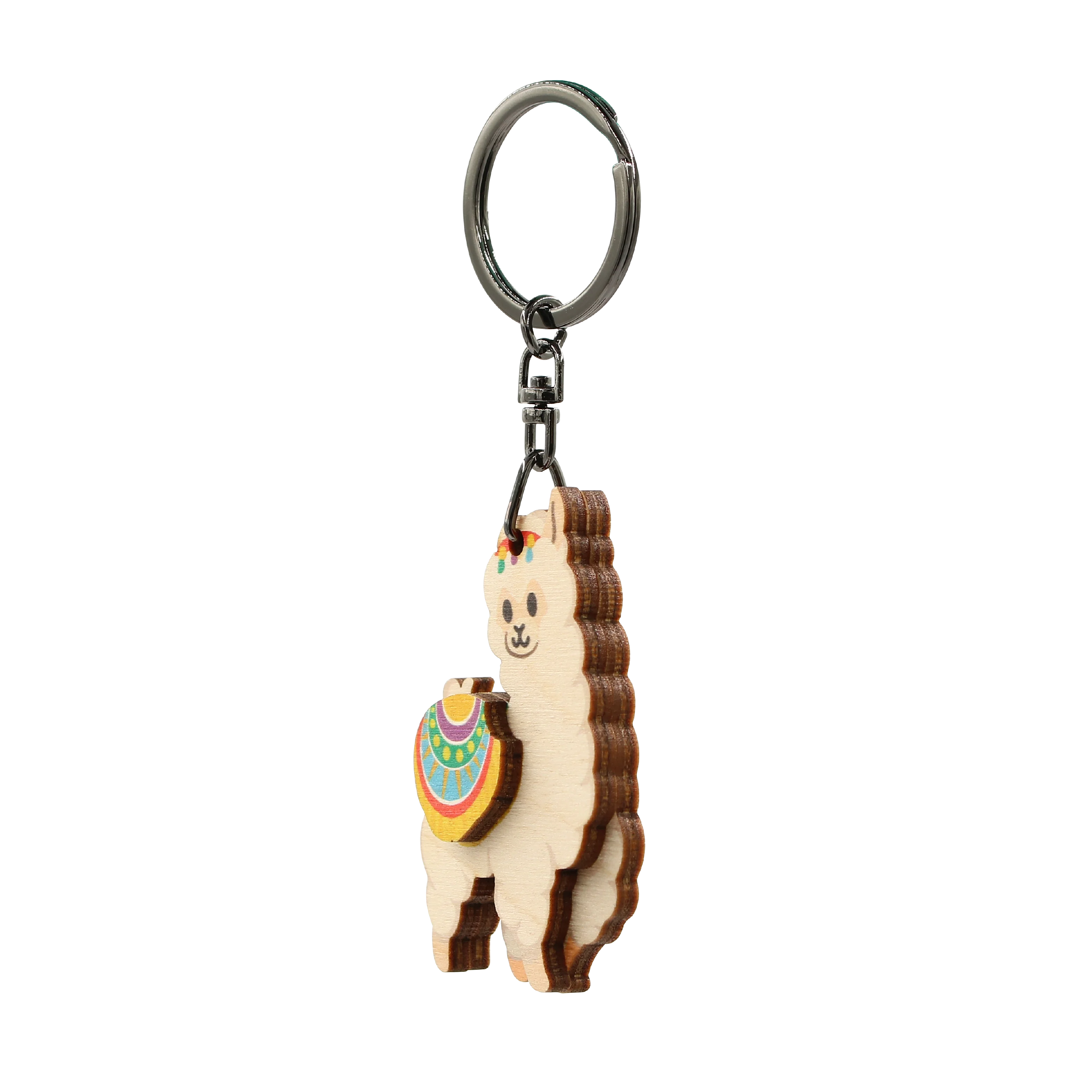 Wholesale Custom Design Lama Cute Wooden Wood Keychain Souvenirs Christmas Promotional Gift
