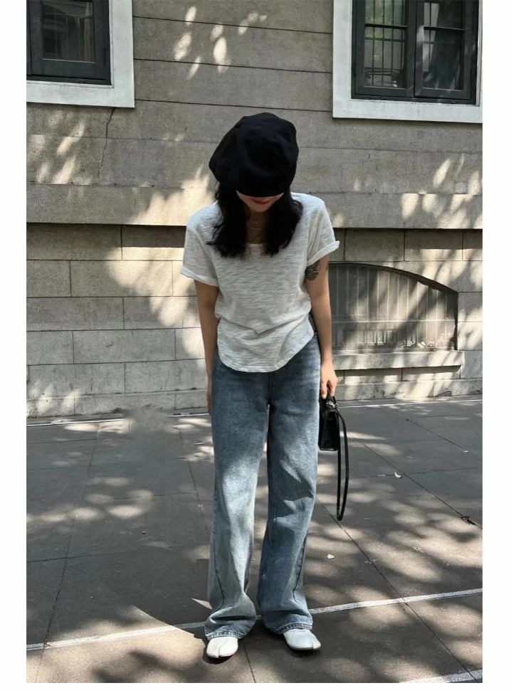 Breathable summer casual lightweight blank 55% hemp 45% organic cotton women t shirt