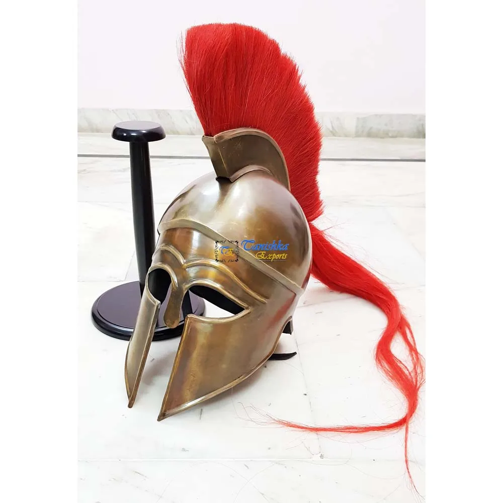 Средневековый греческий коринтийский армированный шлем с красным шлейфом носимый костюм на Хэллоуин историческая репродукция