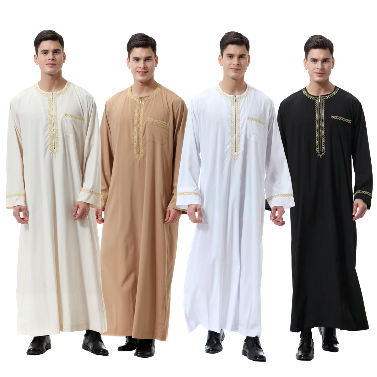 New Arrival Male Thobe Islamic Men Clothing Robe Thawb Jubbah Dubai Abaya Islamic Clothing Modern Design For Men