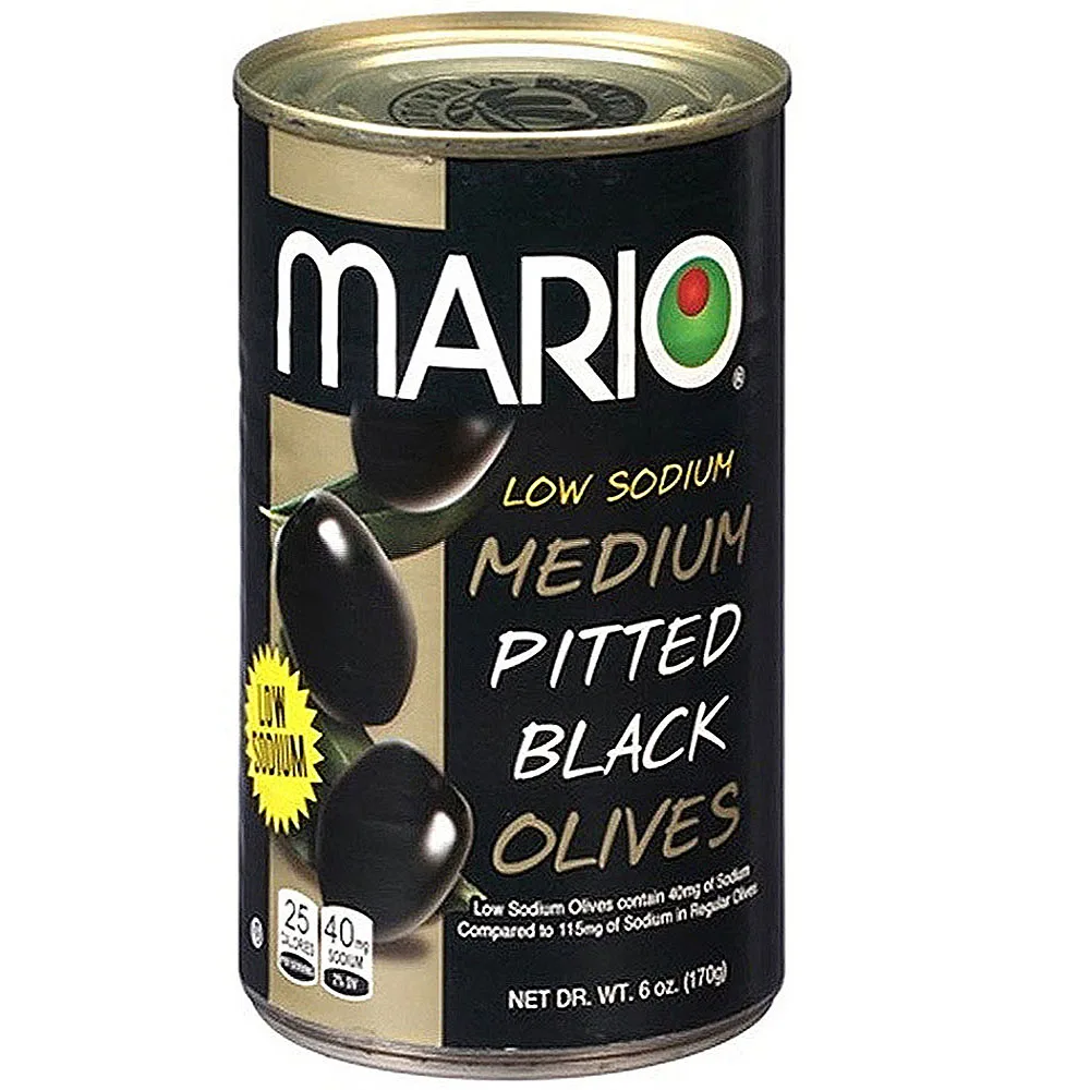 Mario Camacho 6.oz Ripe Pitted Medium Low Sodium Perfect Flavor For Meals And Healthier Snack Black Olives