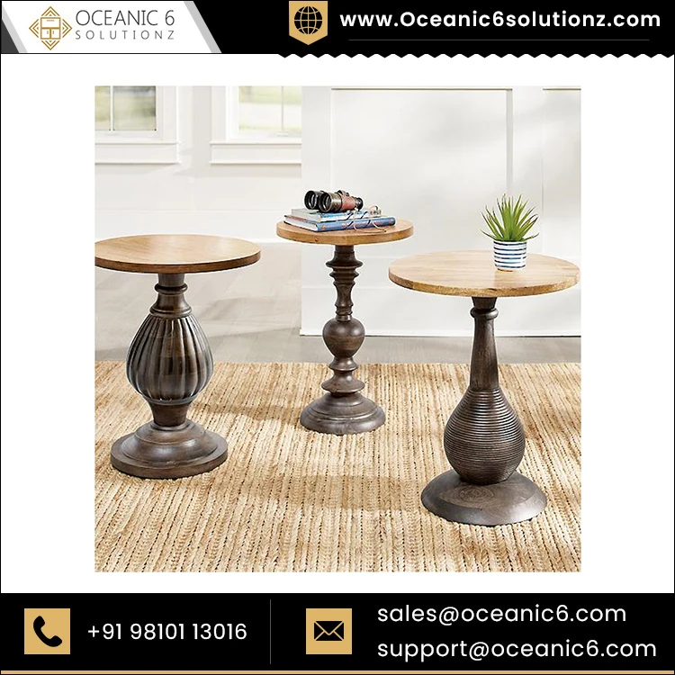 2023 Latest Brown Vintage Style Solid Wood End Table at Factory Price from Indian Quality Furniture Exporters at Wholesale Price