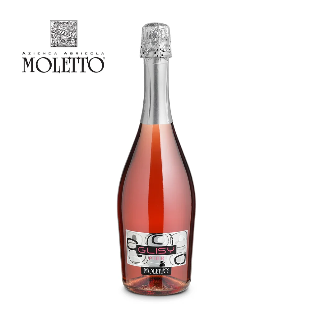 Розовое блестящее вино Glisy из Италии Венето производство винограда тайроссо