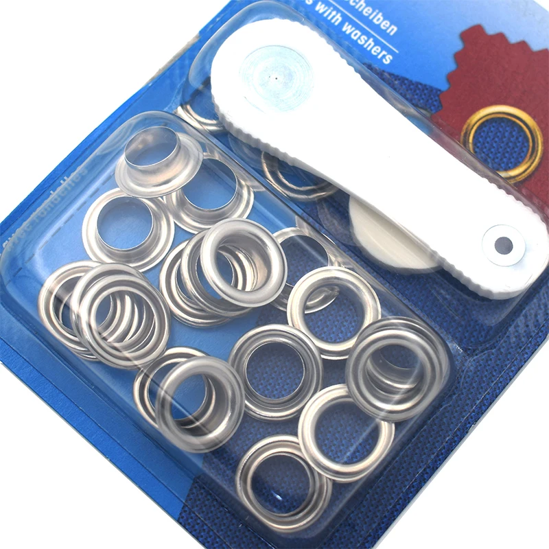 Prym 541370 11mm Silver Eyelet with Washers Kit for Laces and Handicrafts