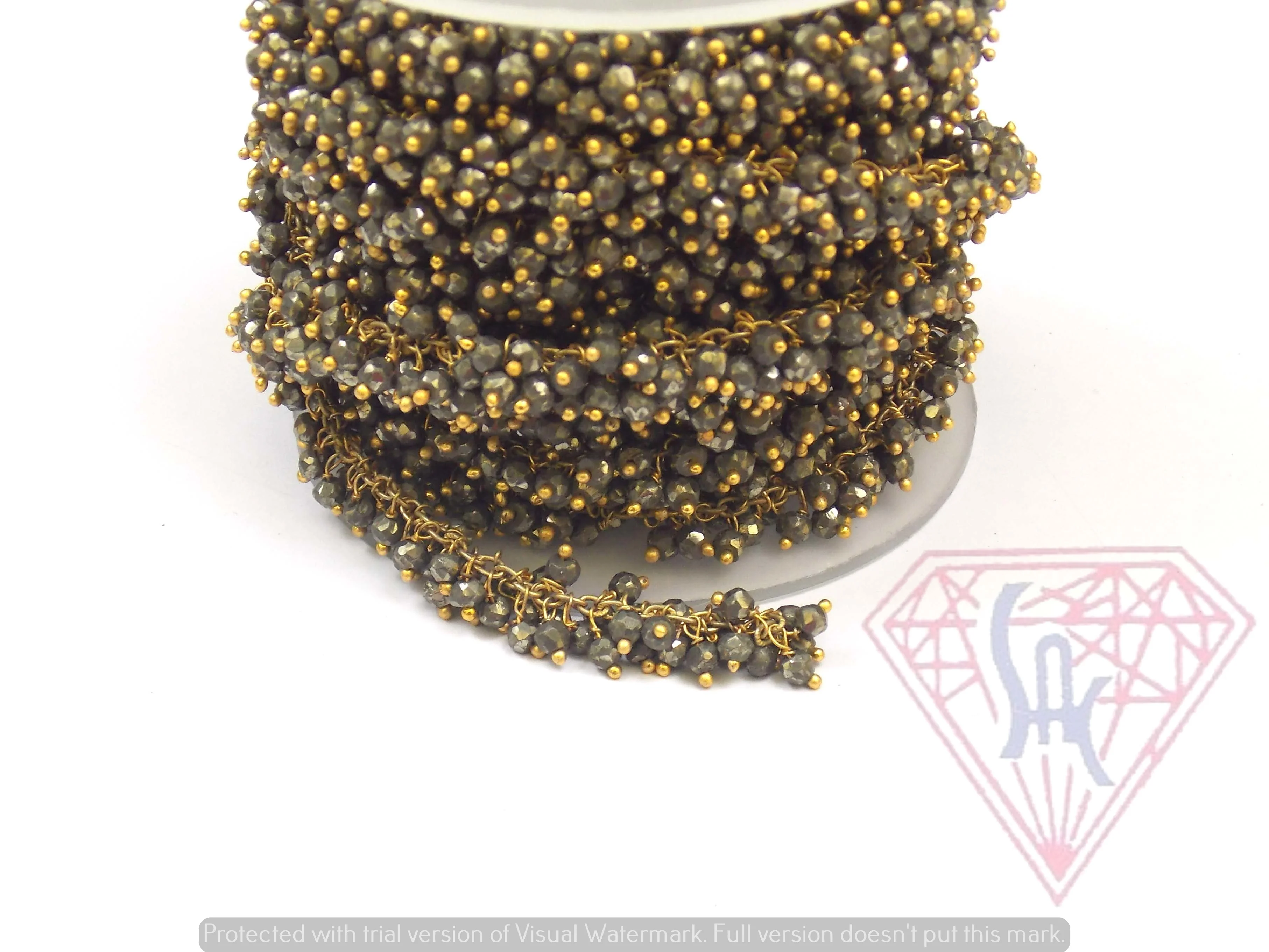 Pyrite Wire Wrapped Cluster Beaded Layered Waist  Natural Multi Gemstone Jewelry Rosary Coin Charm  Chain