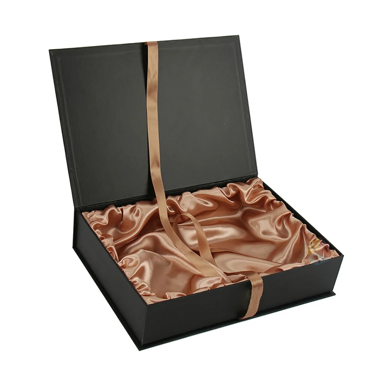 
Wholesale custom luxury clothes lingerie box packaging magnetic gift box with satin ribbon 