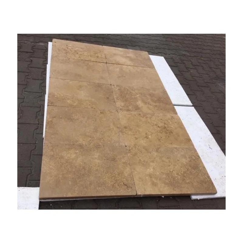 Marmol Travertino Cheap Price Turkish Walnut Brown Travertine Tumbled Unfilled Honed Chiseled