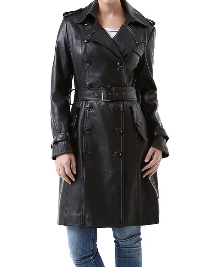 leather long coat for women.