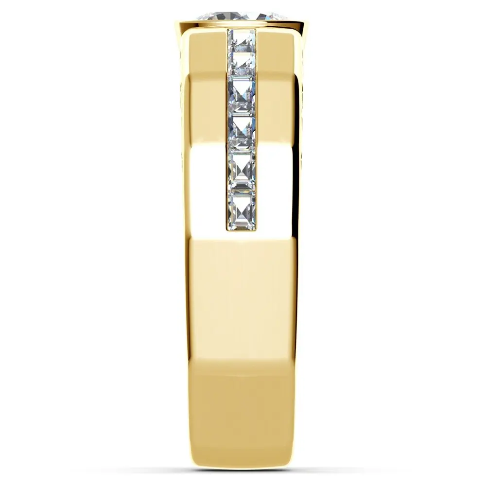 Ritzin Custom Ring Holiday Special Design Ring For Men 14k Solid Yellow Gold 7.5mm Round Brilliant Cut Moissanite Diamond Ring