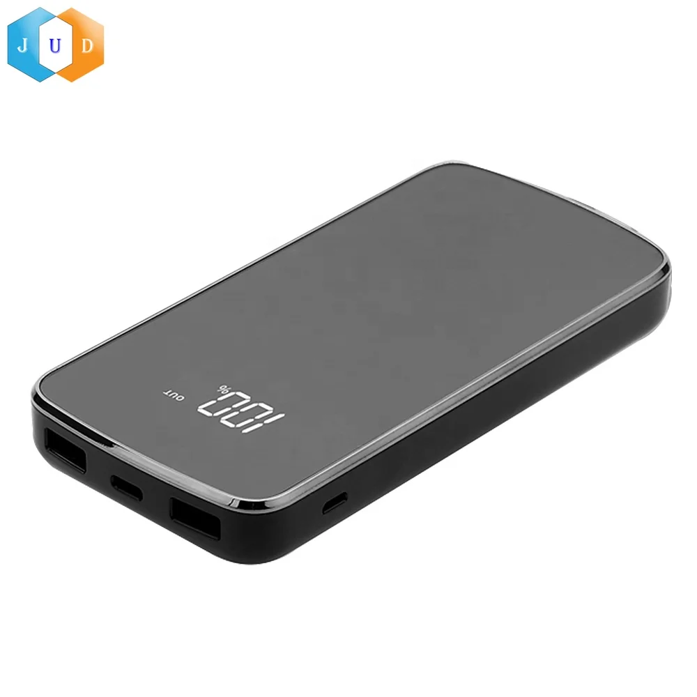 2022 Factory Price Fast Charge Mirror Surface LCD Wireless 10000mAh Power bank Portable, Type-C Wireless Mobile Power Bank