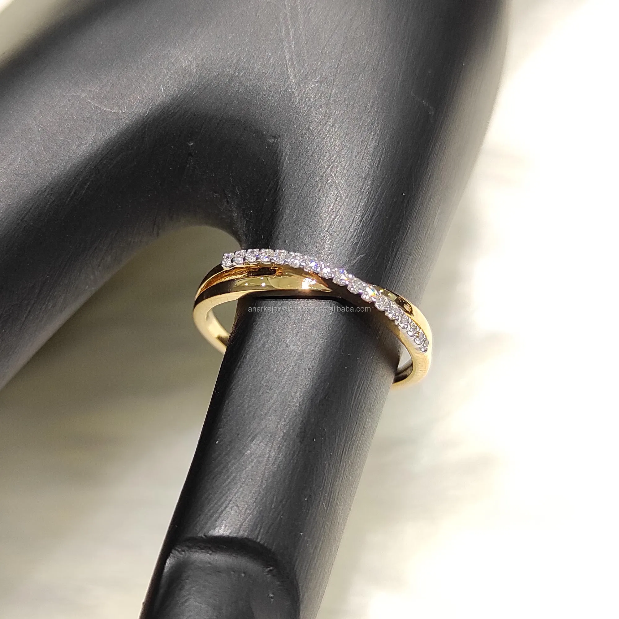 Sleek Band Promise Ring 14K Yellow Gold Diamond Ring Jewelry Gift For Women TTR 063