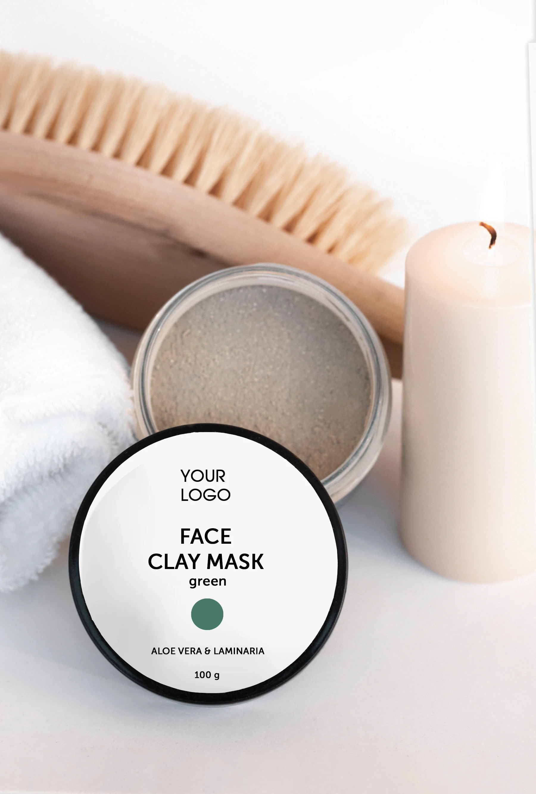 Logo Private Label Green Clay Kelp Aloe Vera Extract New Skin Care Serum Facial Body Mask Clear Skin Label Customized