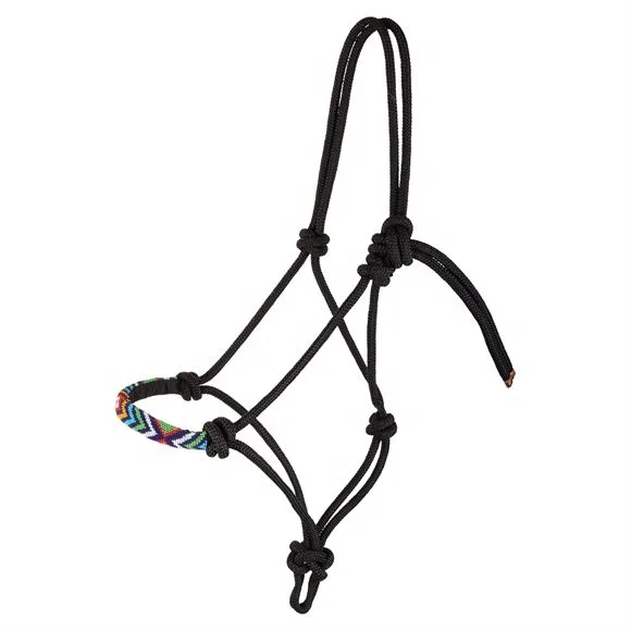 Adjustable & Durable Braided Rope Horse Riding Halter With Designer Noseband Available in Multiple Designs