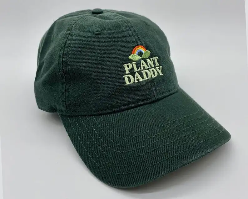 Plant Daddy 100% Cotton 6 Panels Unstructured Dad Hat Custom Embroidered Logo Brushed Sport Baseball Hats Adjustable Size Unisex
