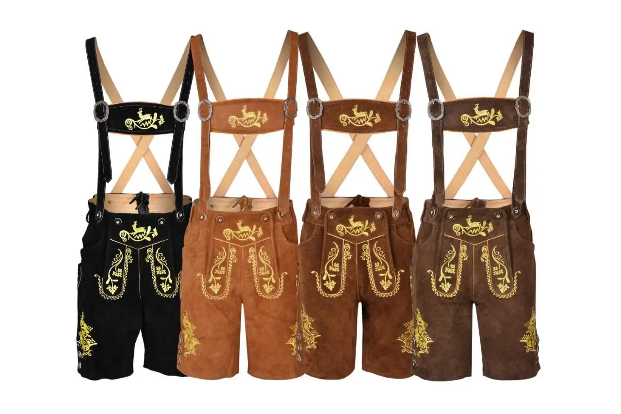 Пользовательский Октоберфест баварский Lederhosen мужской немецкий коровья кожа подходящие Короткие