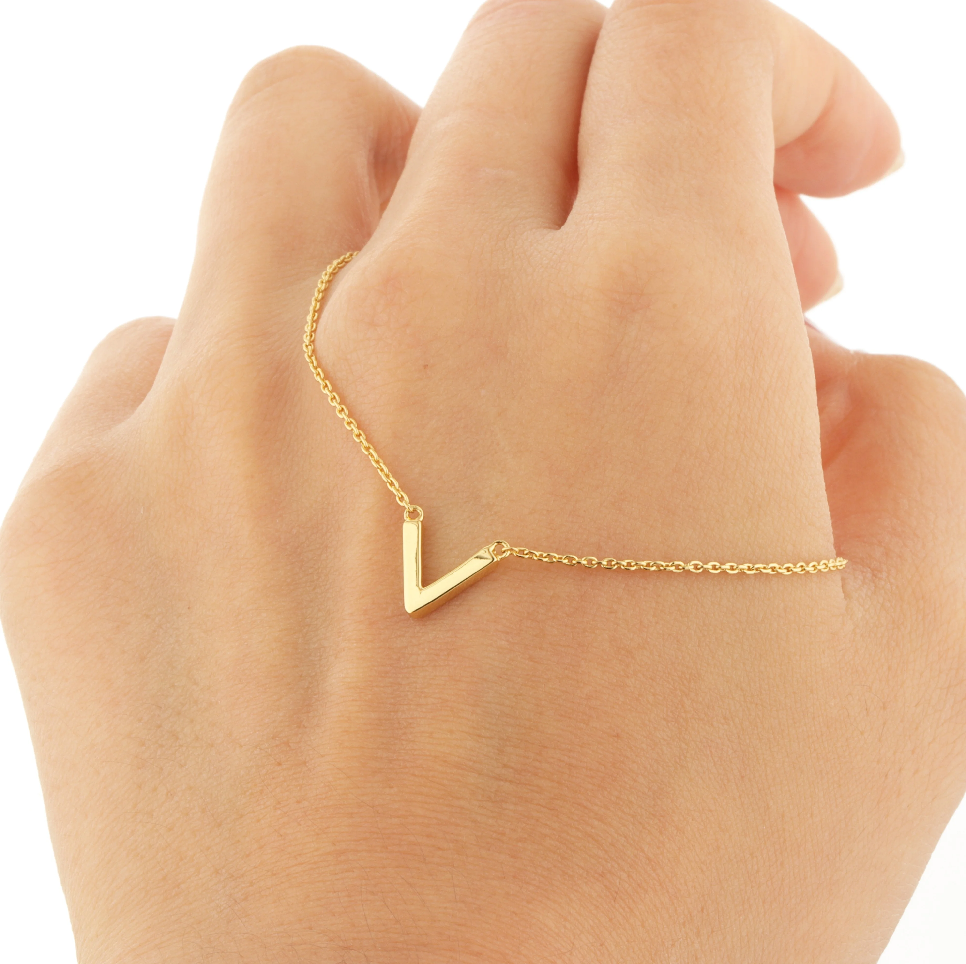 Silver Jewelry Letter V Pendant Necklace for Women Gift Gold Plated Jewelry Necklace 925 Silver Initial Necklace Valentine Gift