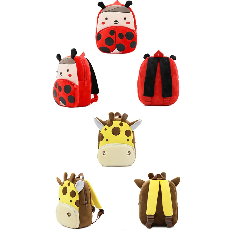 Wholesale Cute 3D Print Velvet Cartoon Animal Baby Boy Kids Children School Backpack Bag For Girls