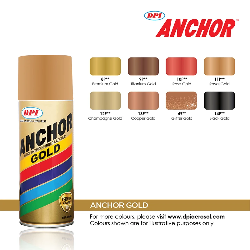 
DPI Anchor Gold Range Spray Paint Suitable for Rich, Brilliant Finish On Interior and Exterior Decorative Projects Multipurpose 
