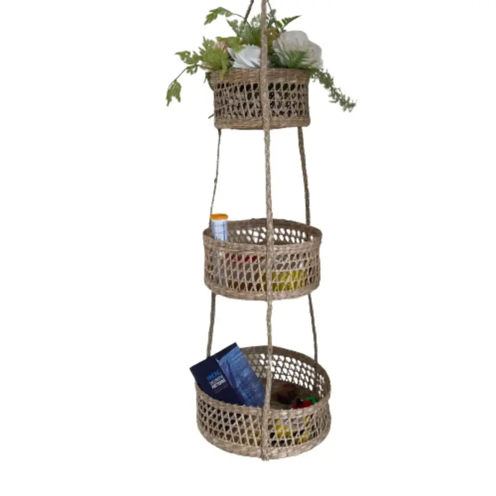 2021 Hand Wicker Seagrass Wicker Hanging Basket, flower Planter , Handmade Natural Modern Room Home Decor ODM/OEM