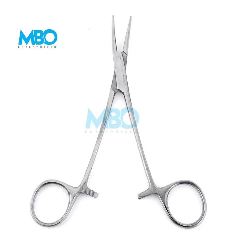 Single Use Disposable Micro Mosquito forceps Curved ratcheted finger ring hemostatic forceps 12.5cm