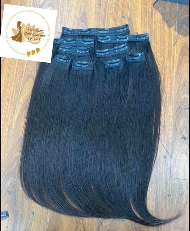 Двойной без повреждения кутикулы на клипе 100% Вьетнам подвергавшиеся химическому воздействию) клип в наращивание волос для женщин из натуральных продажи