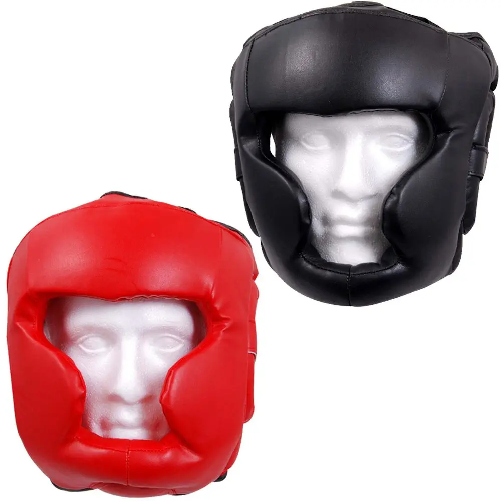 
Covered Boxing Helmet Muay Thai PU Leather Training Sparring Boxing 