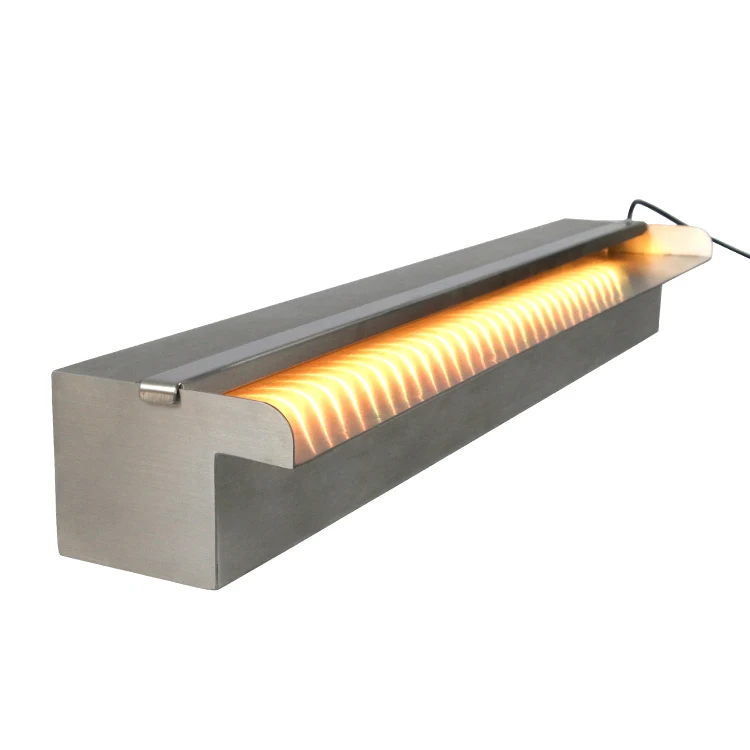 water fountains outdoor 316 stainless steel wall spillway fountains waterfall with LED light