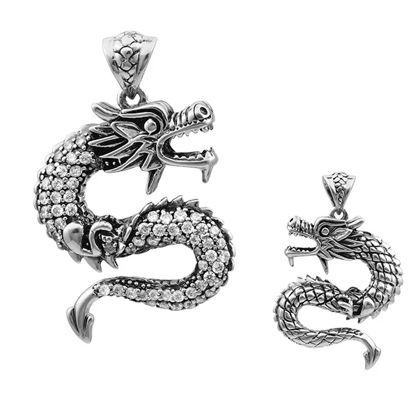 
Silver Necklace Luxury Zircon Dragon 925 Sterling 