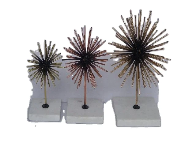 
Iron starburst sculpture in two tone with Marble stand 