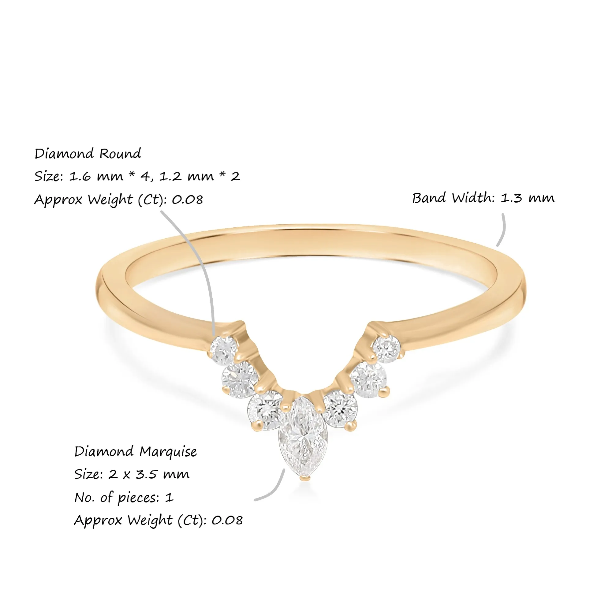 Natural Diamond Marquise Shape Round Diamond Gemstone Ring 14k Gold Diamond Ring