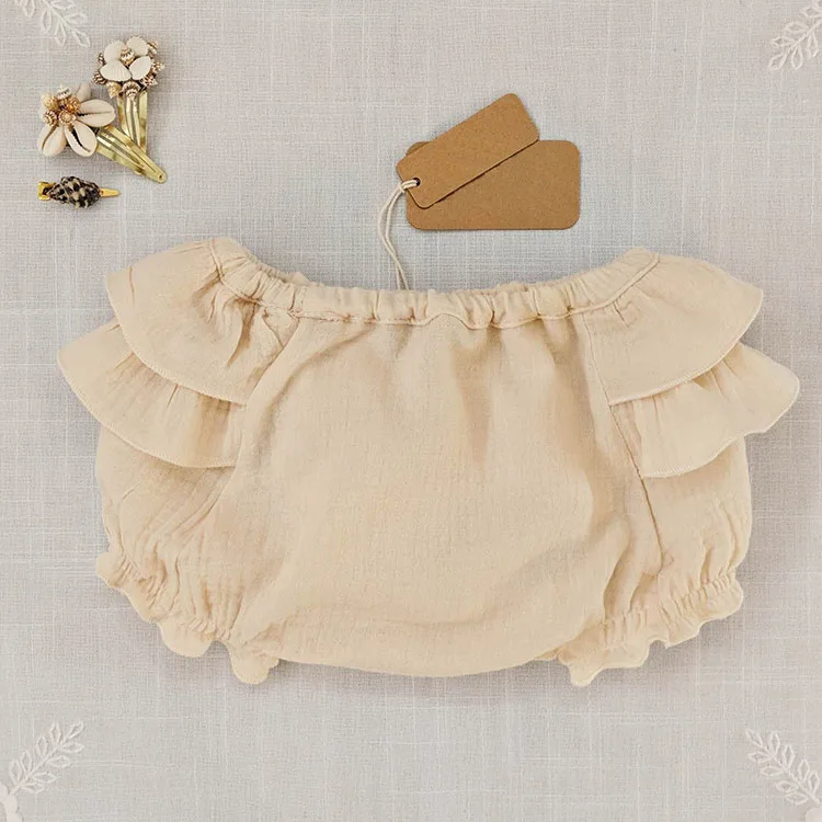 Fashion Organic Cotton Ruffles Gauze Newborn Girls Baby Short Pants