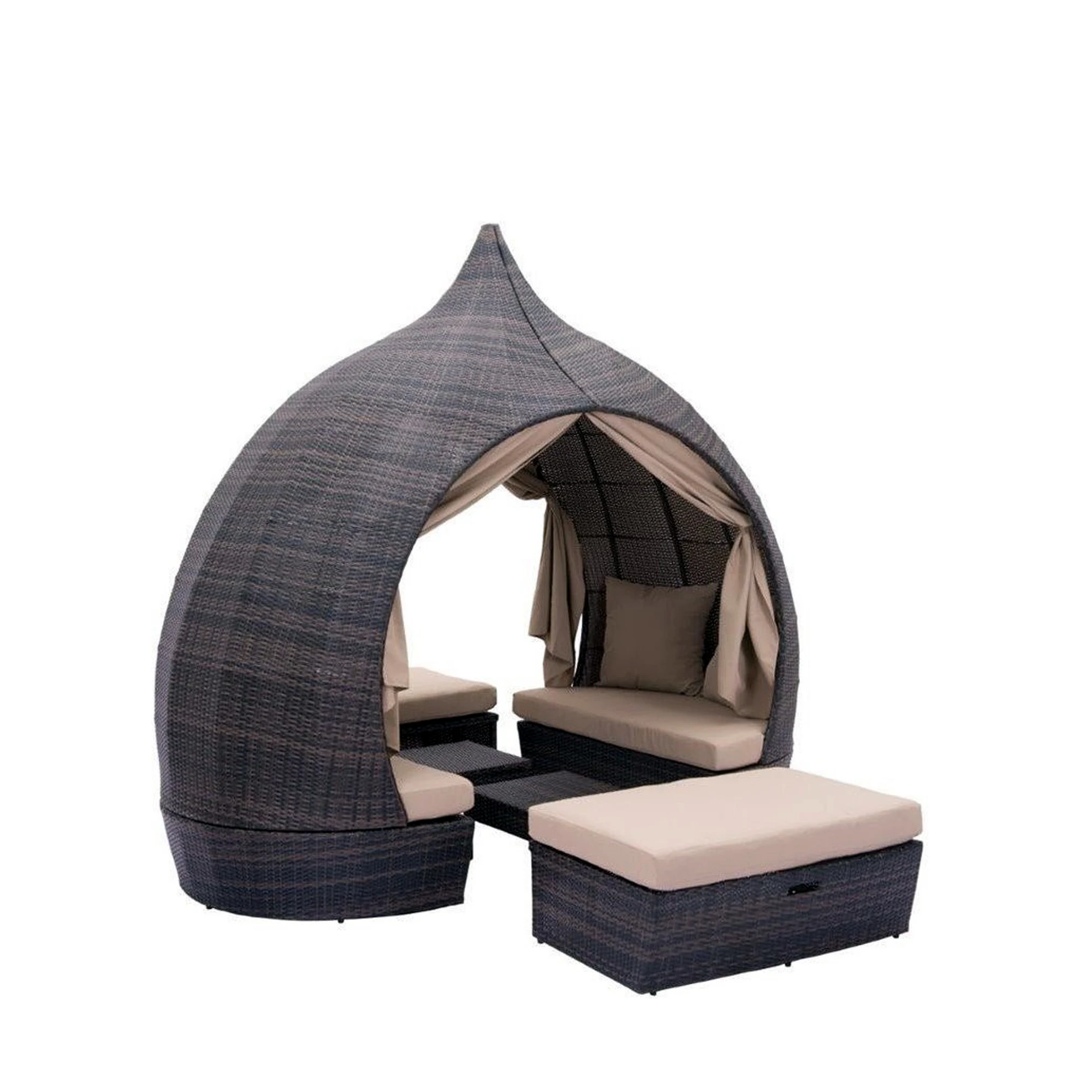 patio garden furniture rattan wicker leisure aluminium rattan outdoor garden lounger daybeds with canopy