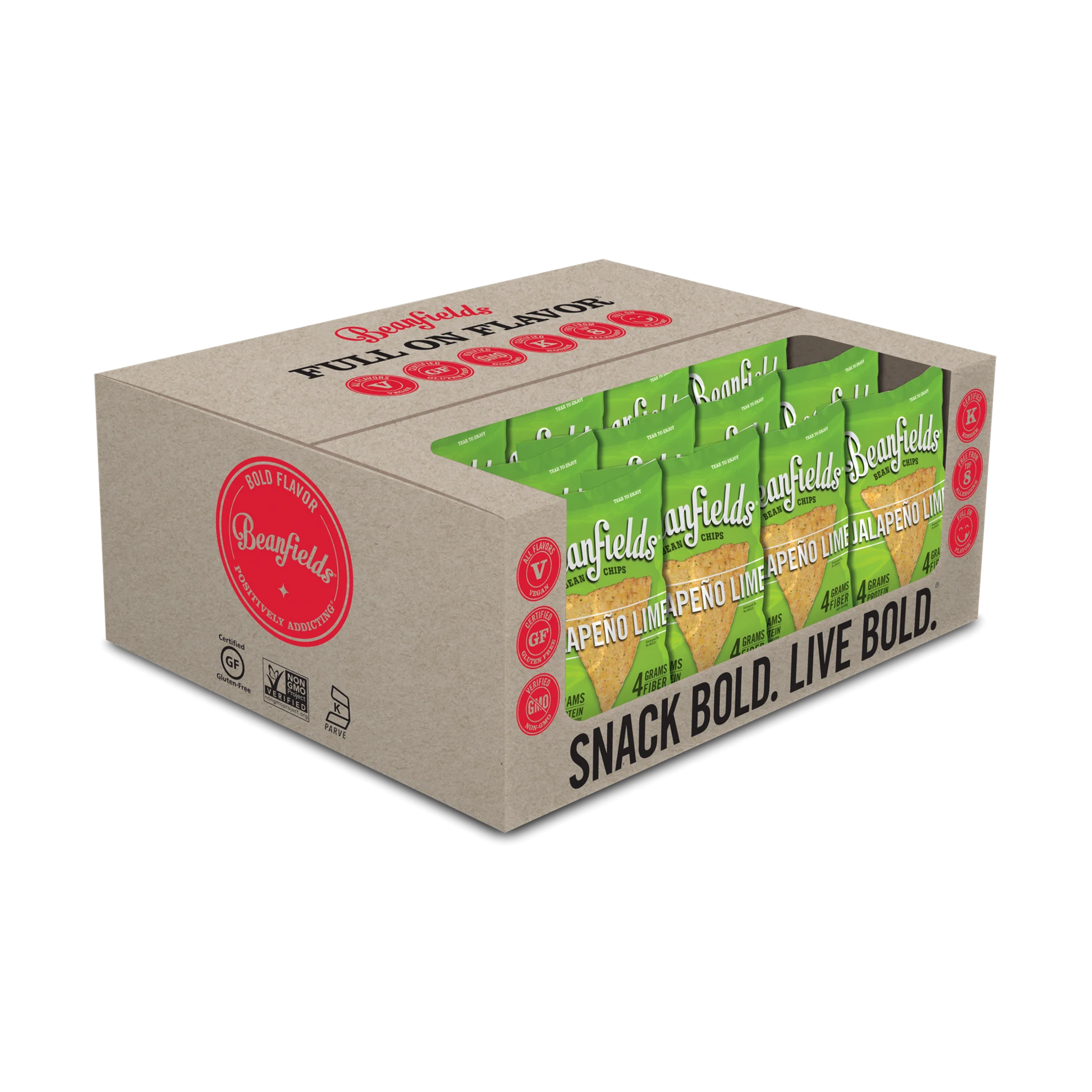 
Bean Chips Beanfields Jalapeno Lime Vegan Bean Chips 5.5oz Case 