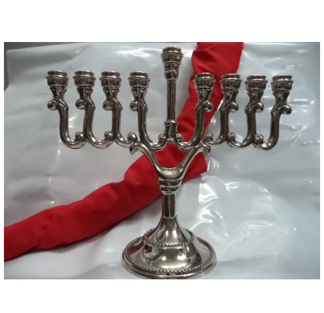 Modern Design Aluminium Candelabra menorah hammered candle stick for hanukkah 7 arms at wholesale price in nickel from India