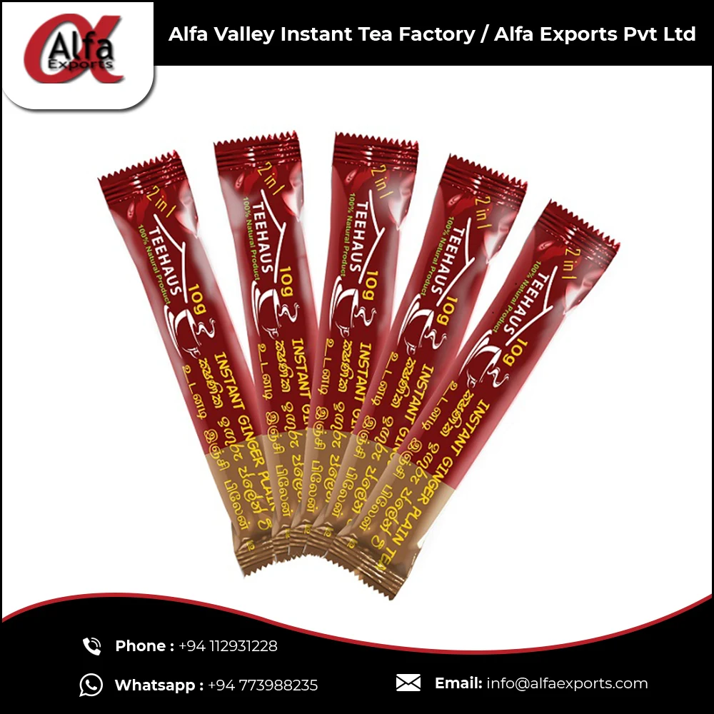 
World Wide Selling Of Ginger Flavored 2in1 Premix Instant Ceylon Dried Organic Plain Ginger 10g Tea Powder Sachets 