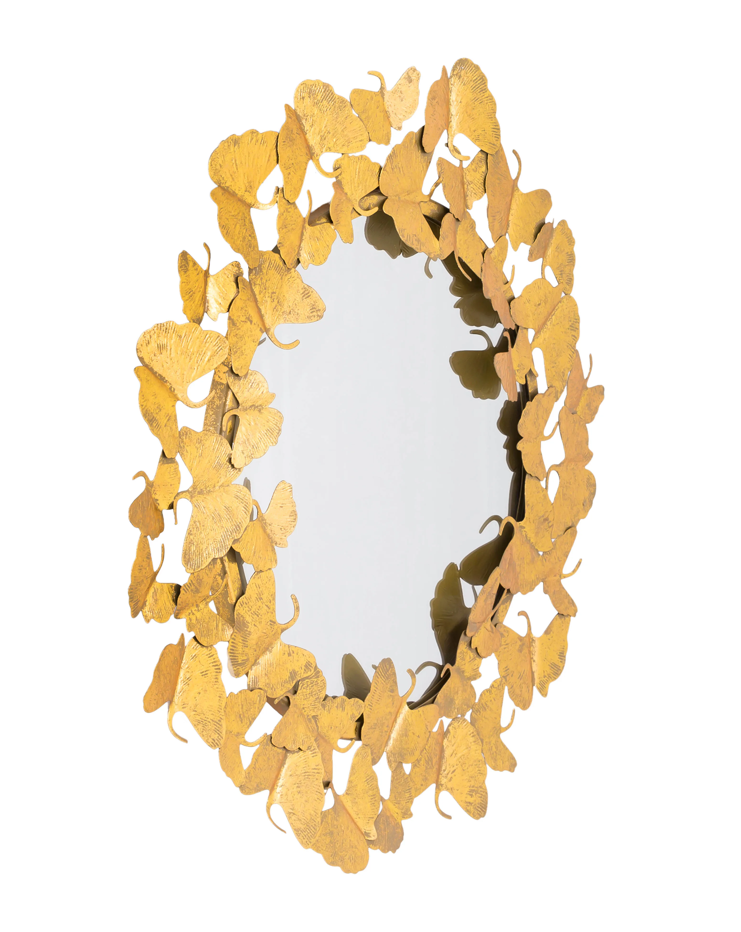 Iron Gold Butterfly Mirror Metal Butterfly Wall Decorative Mirror Butterfly Accent Mirror