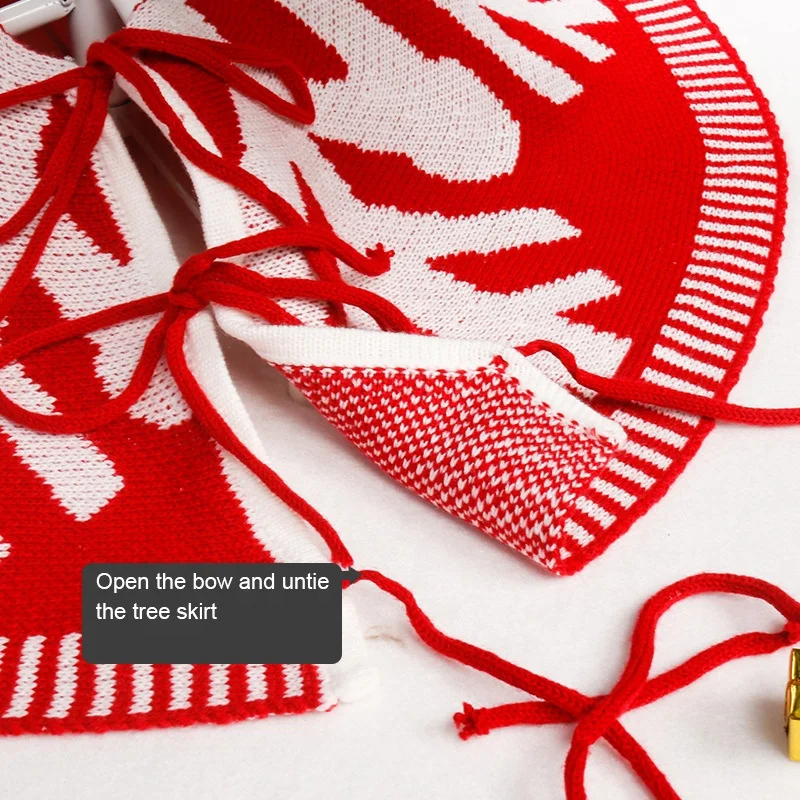 Christmas Ornaments Gray Knitted Christmas Tree Skirt Snowflake Sky 60cm Gray Christmas Tree Skirt