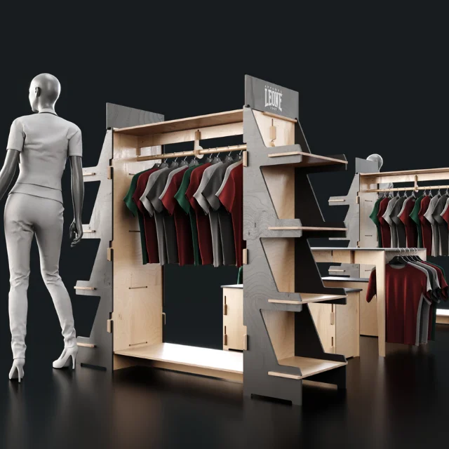Clothing Rack Custom Logo Italian Customizable Interlocking Wooden Clothing Display Rack for Shops