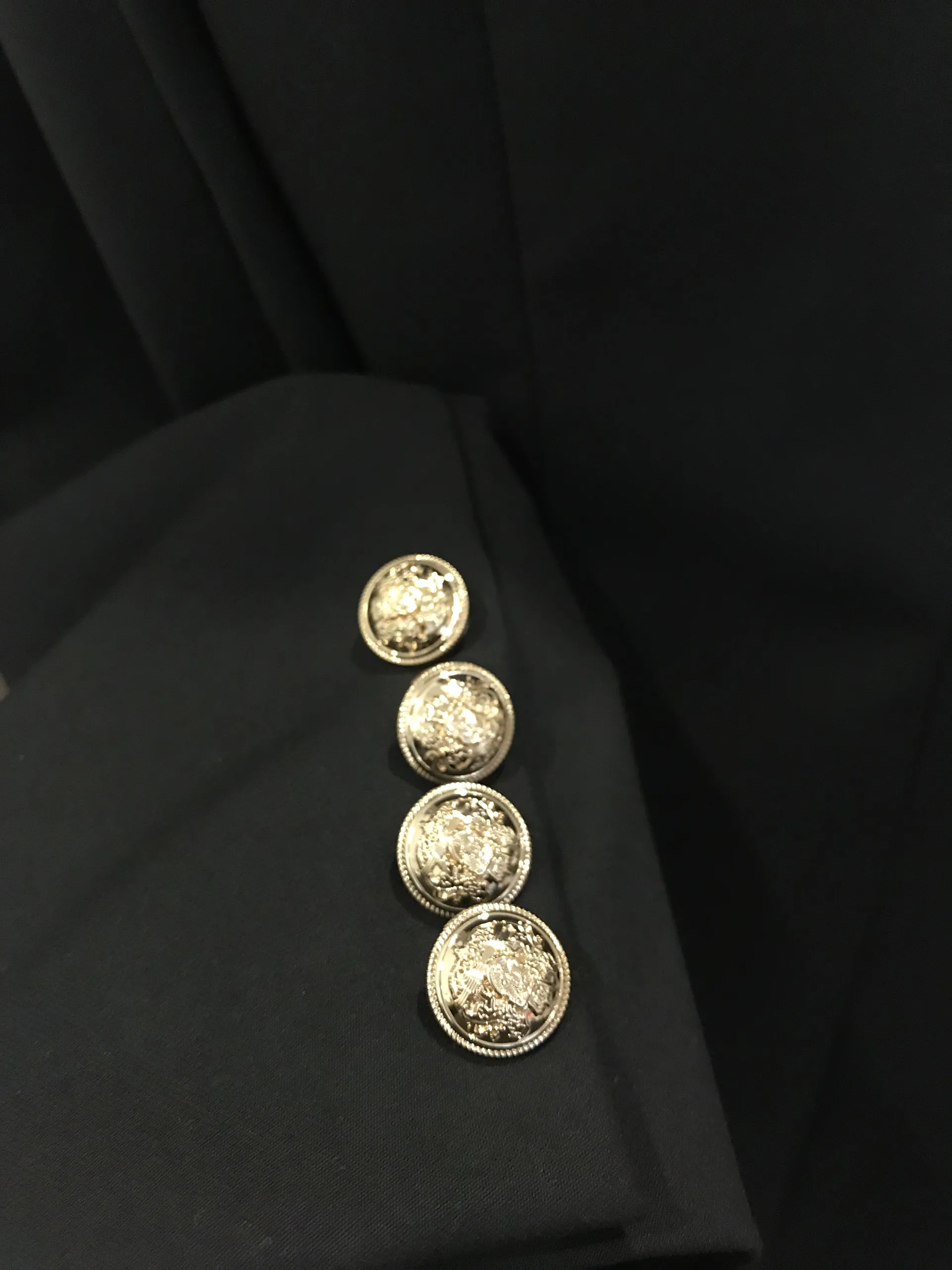 Office Garment Factory Turn down Color Double Breasted Metal Button Black Color Blazers Ladies Women